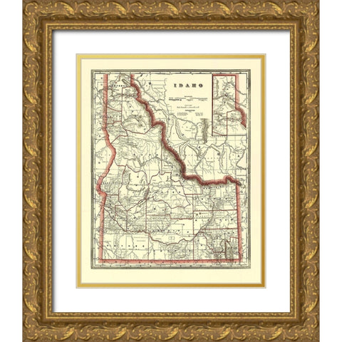 Idaho - Franklin 1896 Gold Ornate Wood Framed Art Print with Double Matting by Franklin
