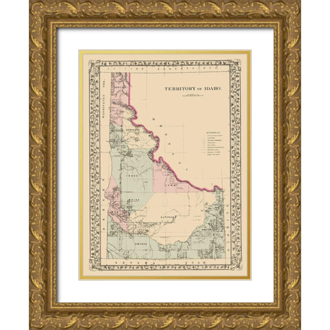 Idaho Territory - Mitchell 1881 Gold Ornate Wood Framed Art Print with Double Matting by Mitchell