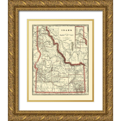 Idaho - Franklin 1896 Gold Ornate Wood Framed Art Print with Double Matting by Franklin