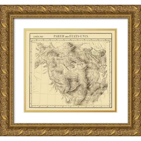 Idaho, Montana, Wyoming - Vandermaelen 1827 Gold Ornate Wood Framed Art Print with Double Matting by Vandermaelen