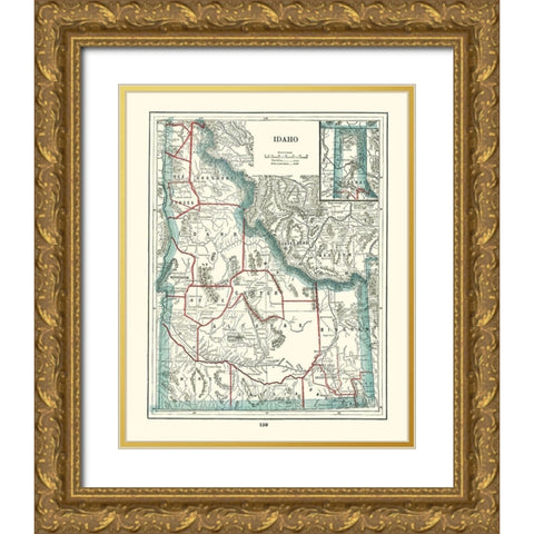 Idaho - Rathbun 1893 Gold Ornate Wood Framed Art Print with Double Matting by Rathbun