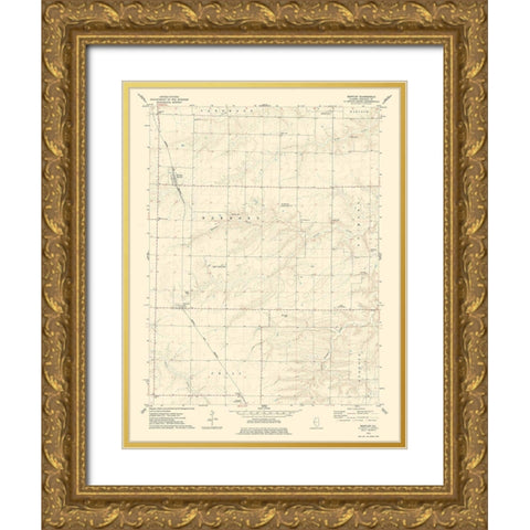 Bently Illinois Quad - USGS 1974 Gold Ornate Wood Framed Art Print with Double Matting by USGS