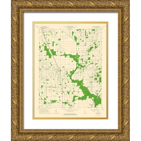 Broughton Illinois Quad - USGS 1963 Gold Ornate Wood Framed Art Print with Double Matting by USGS