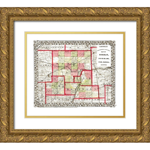 Bureau Putnam Stark Marshall Illinois Gold Ornate Wood Framed Art Print with Double Matting by Campbell