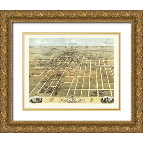 Champaign Illinois - Ruger 1869 Gold Ornate Wood Framed Art Print with Double Matting by Ruger