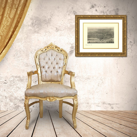 Chicago Illinois - Davis 1860 Gold Ornate Wood Framed Art Print with Double Matting by Davis
