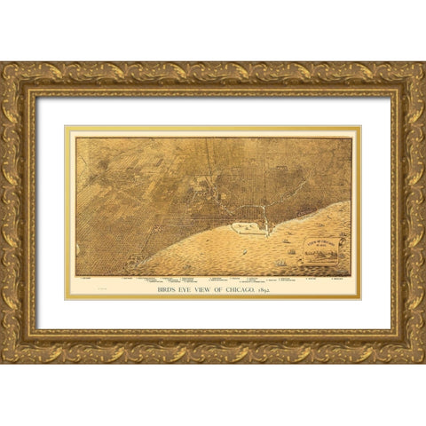 Chicago Illinois - Roy 1892 Gold Ornate Wood Framed Art Print with Double Matting by Roy