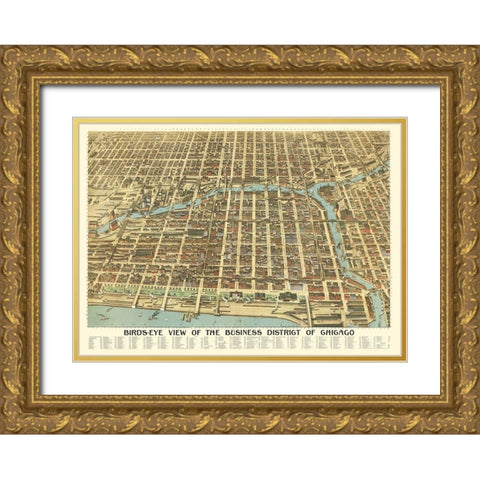 Chicago Illinois - Poole 1898 Gold Ornate Wood Framed Art Print with Double Matting by Poole
