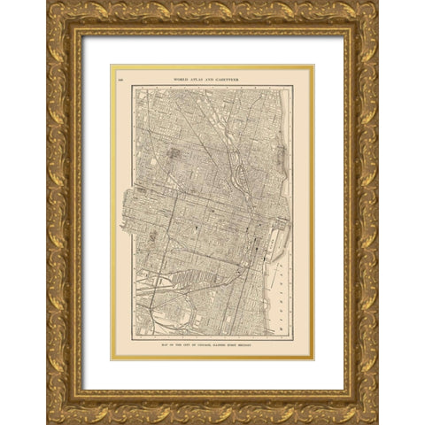 Chicago  Illinois - Reynold 1921 Gold Ornate Wood Framed Art Print with Double Matting by Reynold