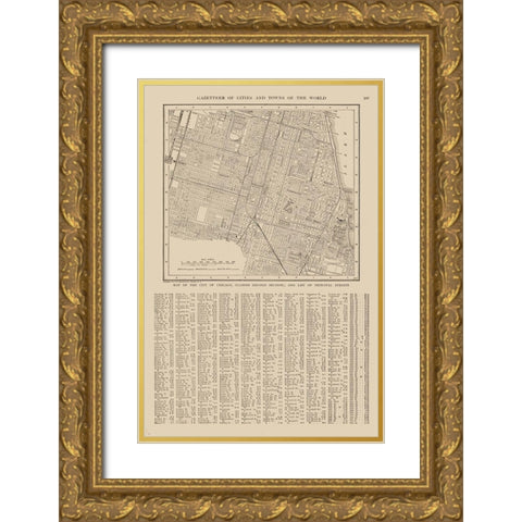 Chicago  Illinois - Reynold 1921 Gold Ornate Wood Framed Art Print with Double Matting by Reynold