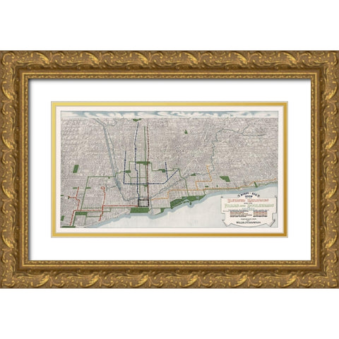 Chicago Elevated Railroad Illinois - Champion 1908  Gold Ornate Wood Framed Art Print with Double Matting by Champion
