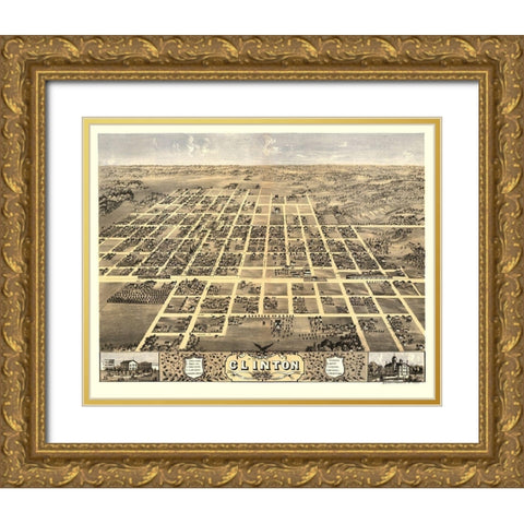 Clinton Illinois - Ruger 1869 Gold Ornate Wood Framed Art Print with Double Matting by Ruger