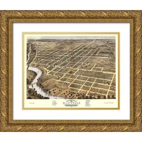 Danville Illinois - Ruger 1869 Gold Ornate Wood Framed Art Print with Double Matting by Ruger