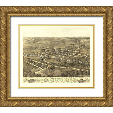 Delphi Indiana - Ruger 1869 Gold Ornate Wood Framed Art Print with Double Matting by Ruger