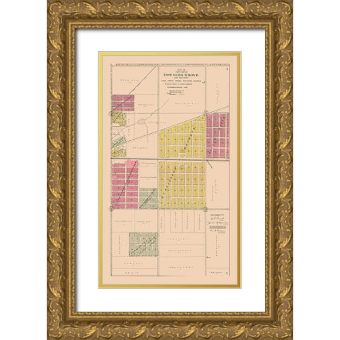 Eastern Downers Grove  Illinois - 1904 Gold Ornate Wood Framed Art Print with Double Matting by Middle - West Publishing Co.