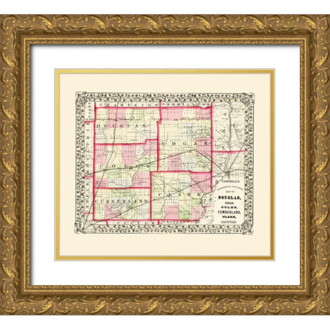 Douglas Edgar Coles Cumberland Clark Illinois Gold Ornate Wood Framed Art Print with Double Matting by Campbell