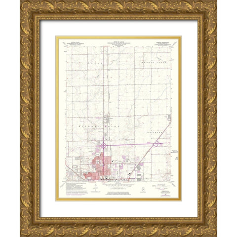 Forsyth Illinois Quad - USGS 1967 Gold Ornate Wood Framed Art Print with Double Matting by USGS