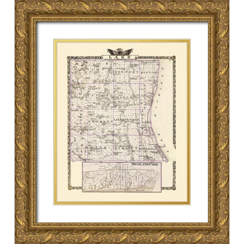 Lake Illinois Landowner - Warner 1870 Gold Ornate Wood Framed Art Print with Double Matting by Warner