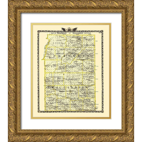 Franklin  Williamson Illinois Landowner Gold Ornate Wood Framed Art Print with Double Matting by Warner