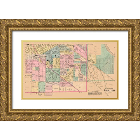 Southern Freeport  Illinois - 1894 Gold Ornate Wood Framed Art Print with Double Matting by North West Publishing Co.