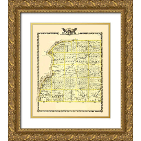 Hancock Illinois Landowner - Warner 1870 Gold Ornate Wood Framed Art Print with Double Matting by Warner