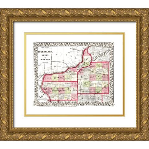Henry  Rock Island  Mercer Illinois - Campbell Gold Ornate Wood Framed Art Print with Double Matting by Campbell