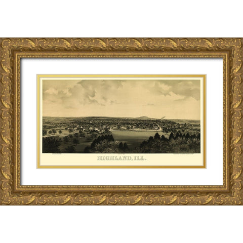Highland Illinois - Hoerner 1894 Gold Ornate Wood Framed Art Print with Double Matting by Hoerner