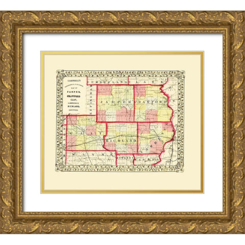 Jasper Crawford Clay Lawrence Richland Illinois Gold Ornate Wood Framed Art Print with Double Matting by Campbell