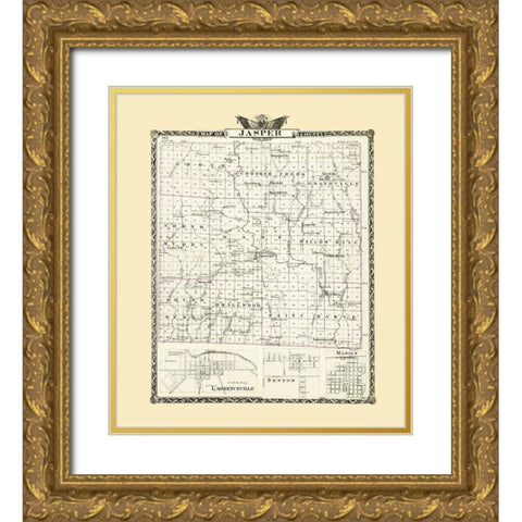 Jasper Illinois Landowner - Warner 1876 Gold Ornate Wood Framed Art Print with Double Matting by Warner