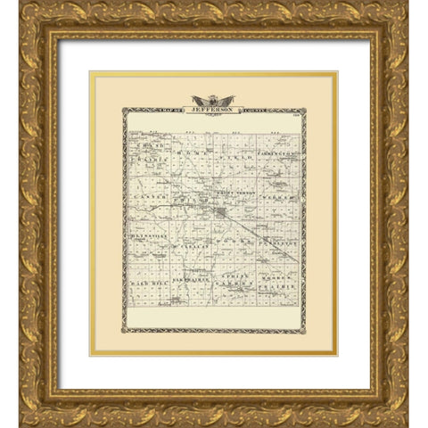 Jefferson Illinois Landowner - Warner 1876 Gold Ornate Wood Framed Art Print with Double Matting by Warner