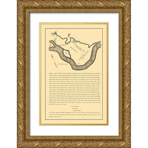 Kaskaskia, Mississippi River Illinois 1807 Gold Ornate Wood Framed Art Print with Double Matting by Robinson