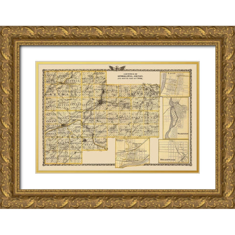 Kendall Will Grundy Cook Illinois Landowner Gold Ornate Wood Framed Art Print with Double Matting by Warner