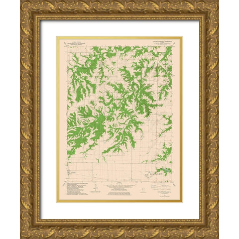 Lake Mt Sterling Illinois Quad - USGS 1981 Gold Ornate Wood Framed Art Print with Double Matting by USGS