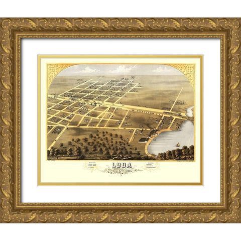Loda Illinois - Ruger 1869 Gold Ornate Wood Framed Art Print with Double Matting by Ruger