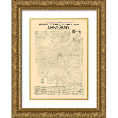 Logan County Illinois - Herald Despatch 1861  Gold Ornate Wood Framed Art Print with Double Matting by Herald Despatch
