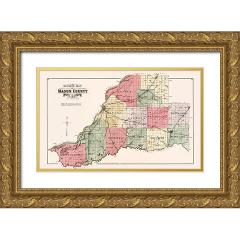 Mason Illinois - Ogle 1891 Gold Ornate Wood Framed Art Print with Double Matting by Ogle