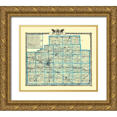 Mclean Illinois Landowner - Warner 1870 Gold Ornate Wood Framed Art Print with Double Matting by Warner