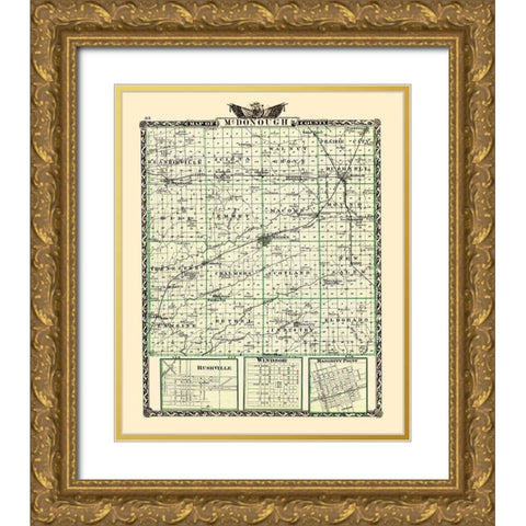 Mcdonough Illinois Landowner - Warner 1870 Gold Ornate Wood Framed Art Print with Double Matting by Warner