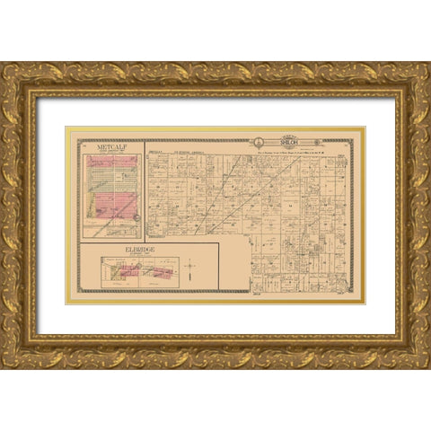 Metcalf, Elbridge, Shiloh  Illinois - Ogle 1910 Gold Ornate Wood Framed Art Print with Double Matting by Ogle