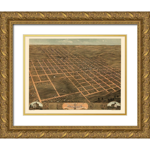 Monmouth Illinois - Ruger 1869 Gold Ornate Wood Framed Art Print with Double Matting by Ruger