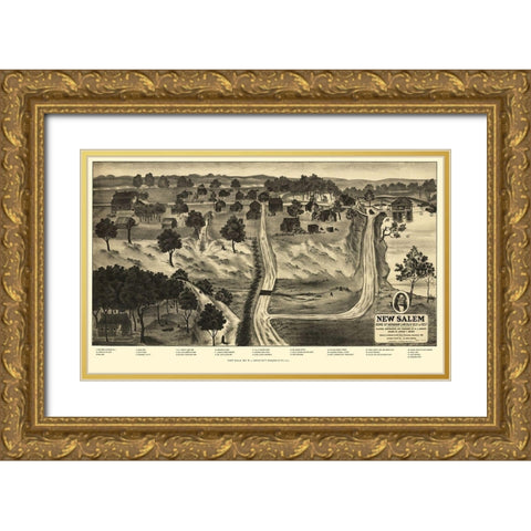 New Salem Illinois - Onstott 1909 Gold Ornate Wood Framed Art Print with Double Matting by Onstott
