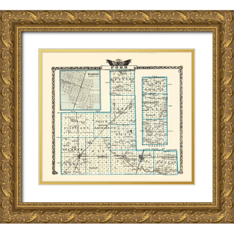 Ford Illinois Landowner - Warner 1870 Gold Ornate Wood Framed Art Print with Double Matting by Warner