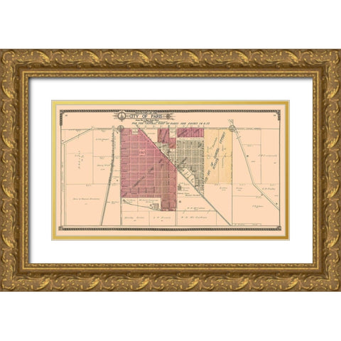 Southern Paris  Illinois - Ogle 1910 Gold Ornate Wood Framed Art Print with Double Matting by Ogle