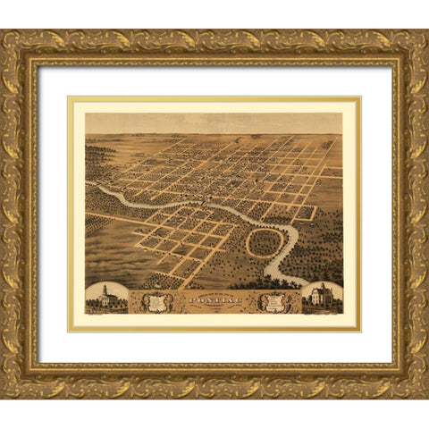 Pontiac Illinois - Ruger 1869 Gold Ornate Wood Framed Art Print with Double Matting by Ruger