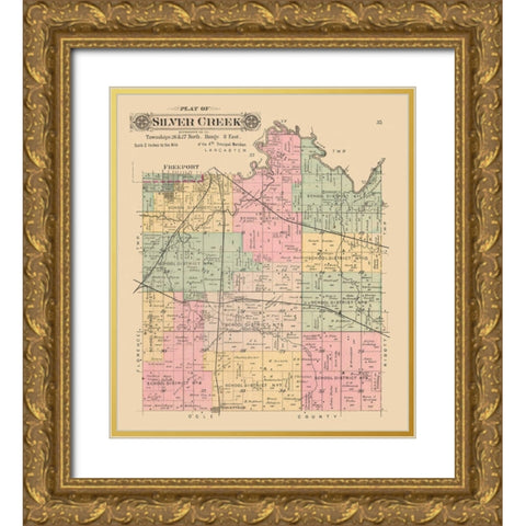 Silver Creek  Illinois Gold Ornate Wood Framed Art Print with Double Matting by North West Publishing Co.