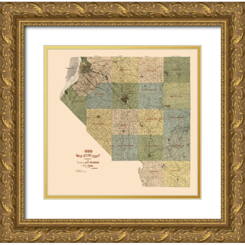 St Clair County Illinois - Beauman 1899  Gold Ornate Wood Framed Art Print with Double Matting by Beauman