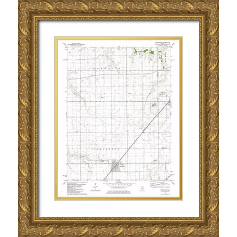 Stonington Illinois Quad - USGS 1982 Gold Ornate Wood Framed Art Print with Double Matting by USGS