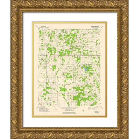 Thackeray Illinois Quad - USGS 1974 Gold Ornate Wood Framed Art Print with Double Matting by USGS