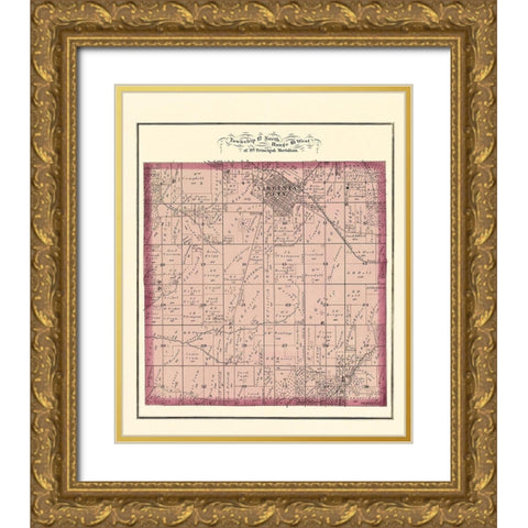 Virginia Illinois Landowner - Brink 1874 Gold Ornate Wood Framed Art Print with Double Matting by Brink