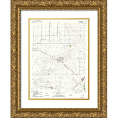 Warrensburg Illinois Quad - USGS 1982 Gold Ornate Wood Framed Art Print with Double Matting by USGS